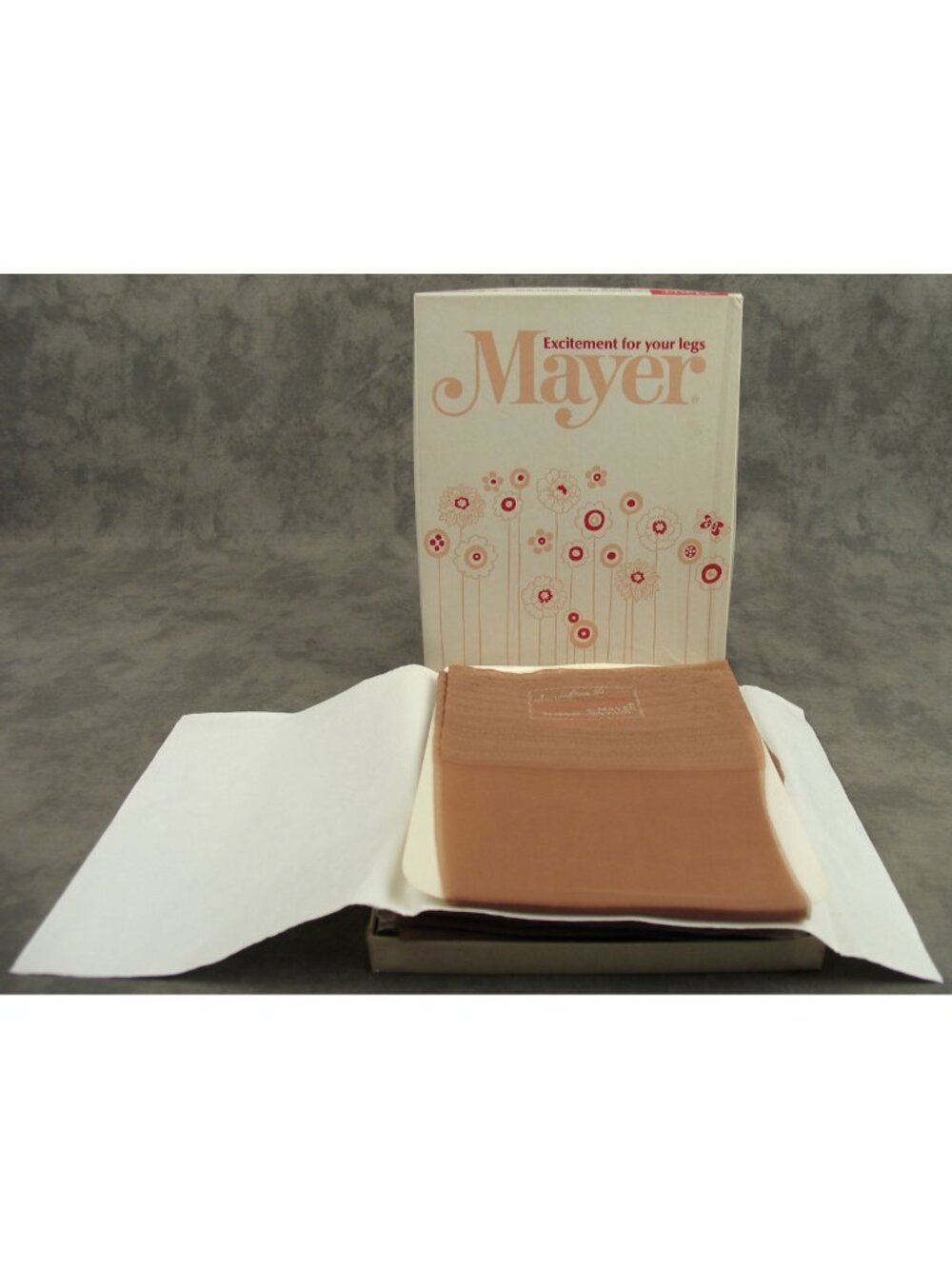 VTG 60s Mayer NOS Business Sheer Nylons Adorable Beige Sz 9M Boxed 6 Pairs